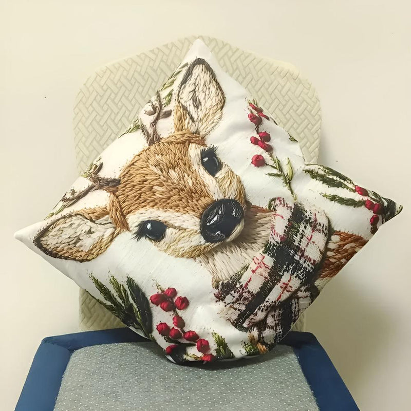 Charming Christmas Reindeer Cushion Cover