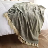 Herringbone Tassel Knit Blanket