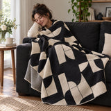 Artevana Monochrome Geometric Throw Blanket