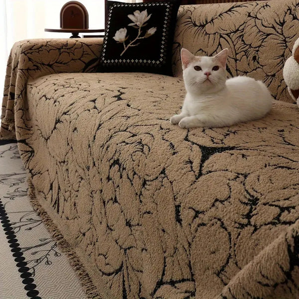 Soft Bloom Plush Sofa Cover