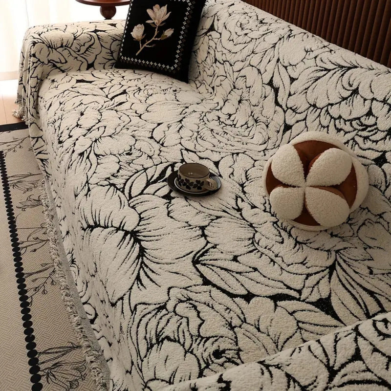 Soft Bloom Plush Sofa Cover