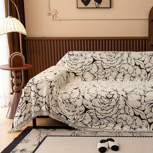 Soft Bloom Plush Sofa Cover