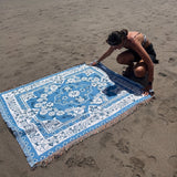 Blue Daisy Bloom Boho Travel Outdoor Blanket