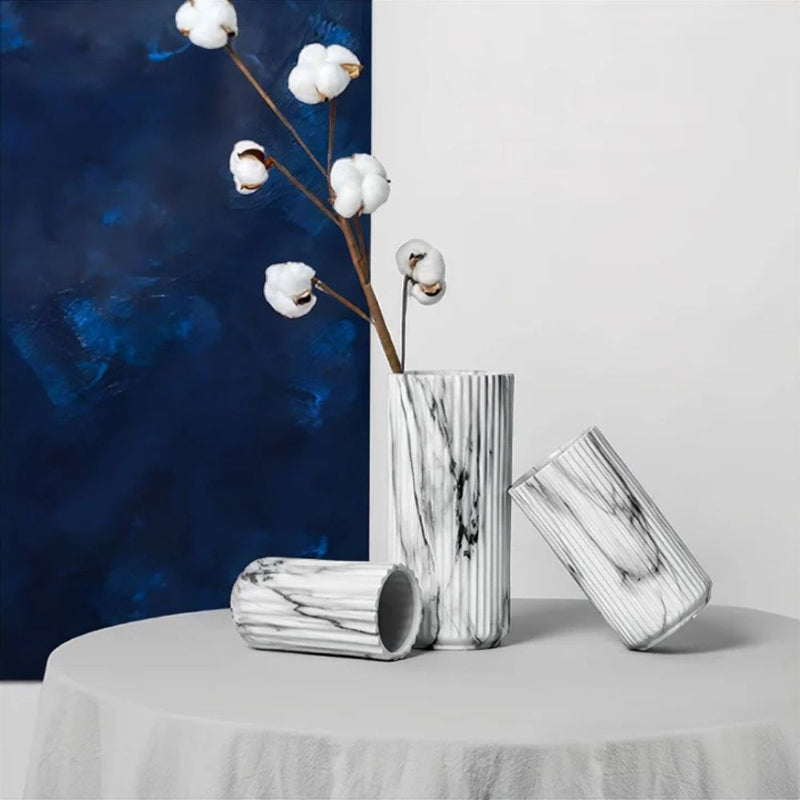 Elegant Vertical Marble Ceramic Vase
