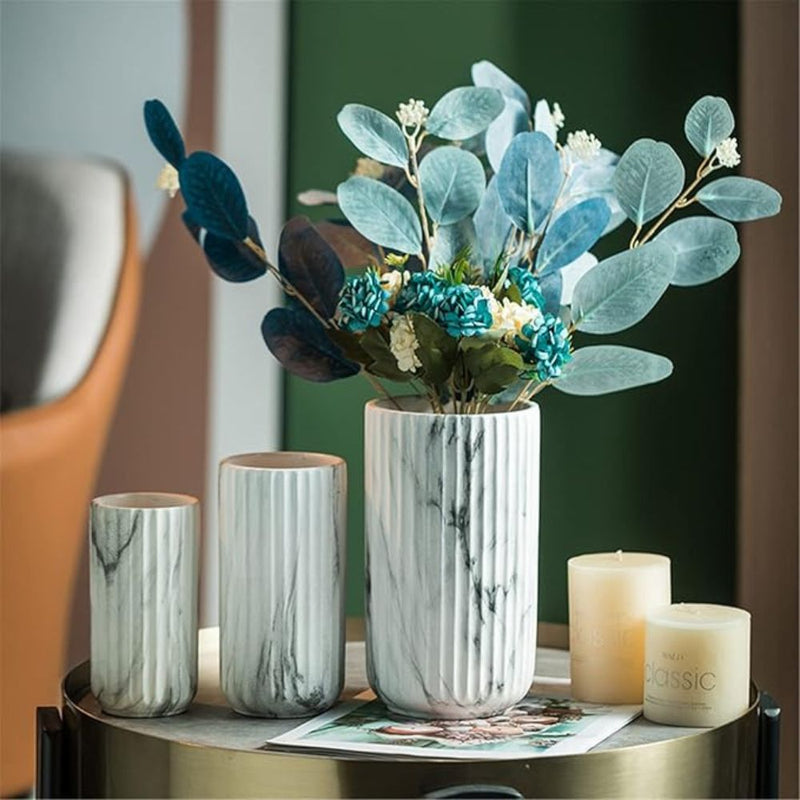 Elegant Vertical Marble Ceramic Vase