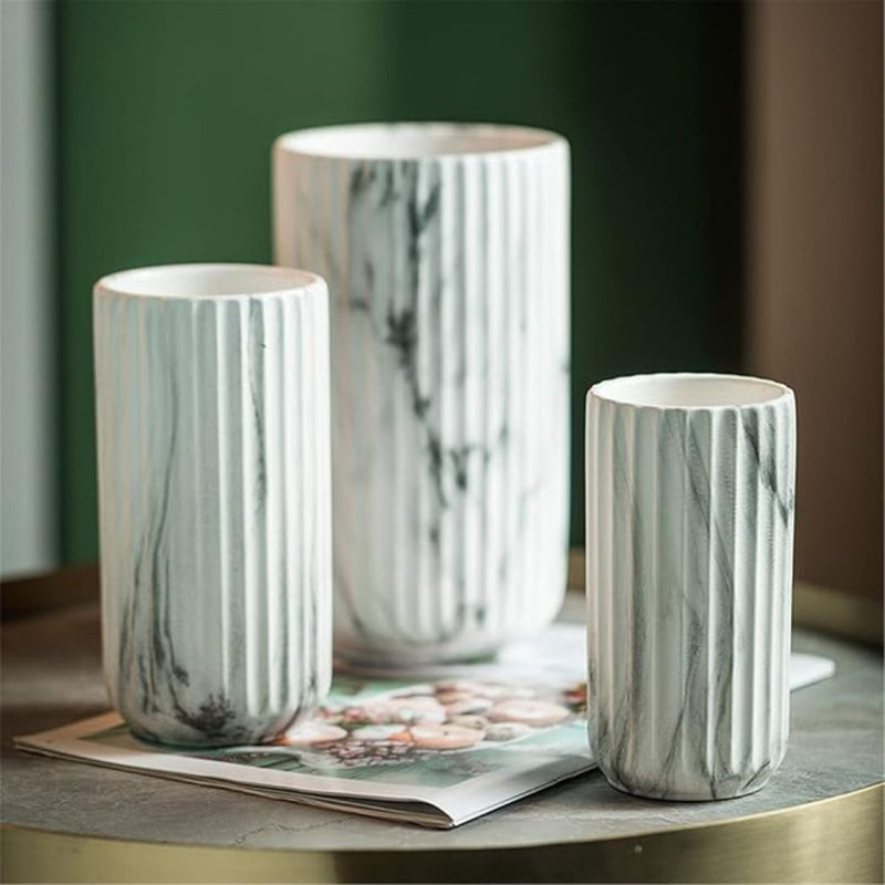 Elegant Vertical Marble Ceramic Vase