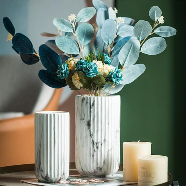 Elegant Vertical Marble Ceramic Vase