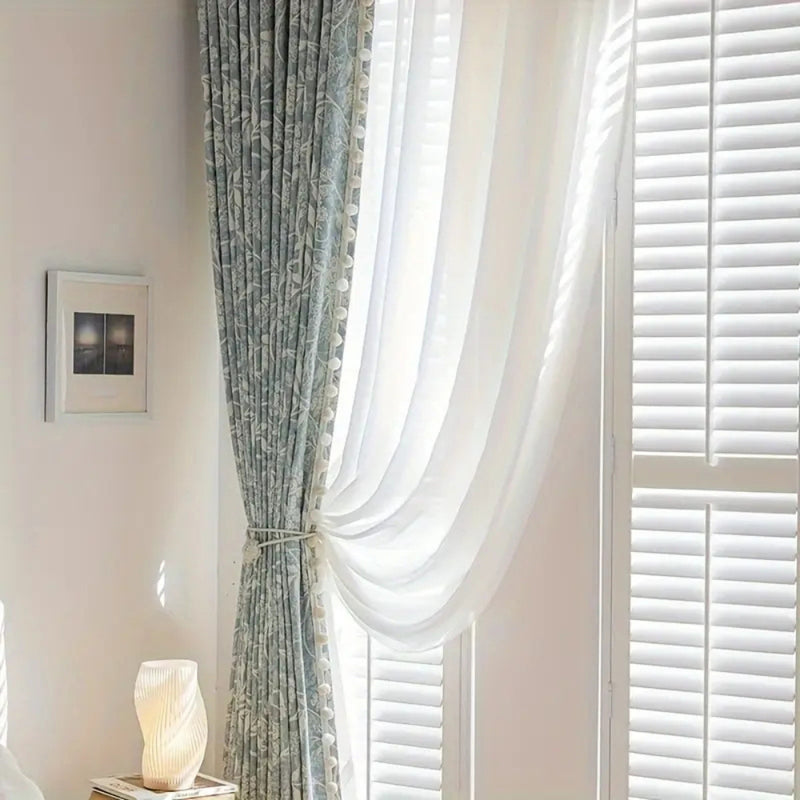 French Floral Chenille Pom-Pom Curtain