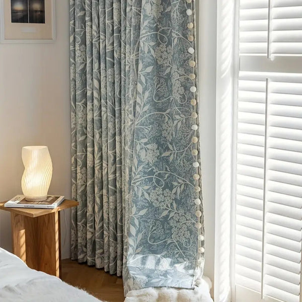French Floral Chenille Pom-Pom Curtain