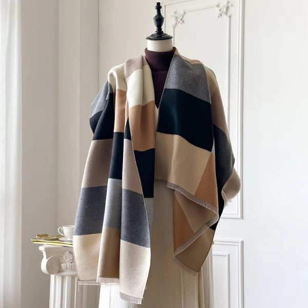 Luxury Geometric Pattern Knitted Shawl
