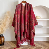 Paisley Elegance Winter Poncho Shawl