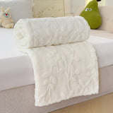 Plush Leaf Cosy Embossed Fleece Throw Blanket