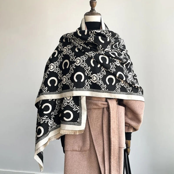 Reversible Crescent Chain Winter Shawl