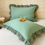 Striped Ruffled Lace Pillowcases in Multiple Colours