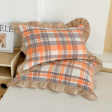Striped Ruffled Lace Pillowcases in Multiple Colours