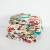 Sunlit Floral Tassel Cotton Blanket