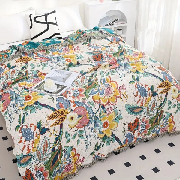 Tropical Whisper Reversible Cotton Blanket