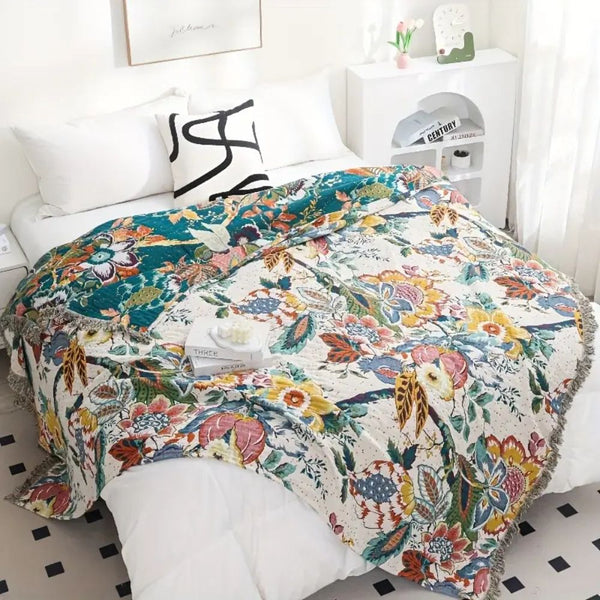 Tropical Whisper Reversible Cotton Blanket