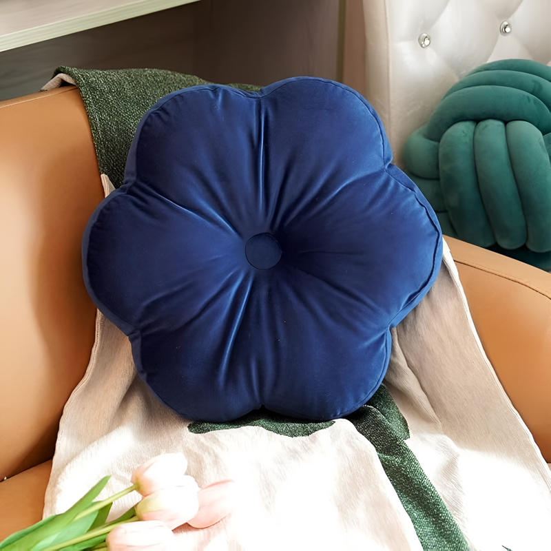 Plush Flower-Shaped Velvet Cushion