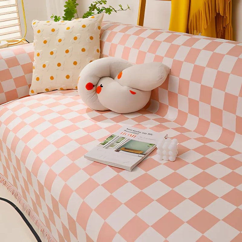 Checkerboard Anti-Scratch Sofa Cover