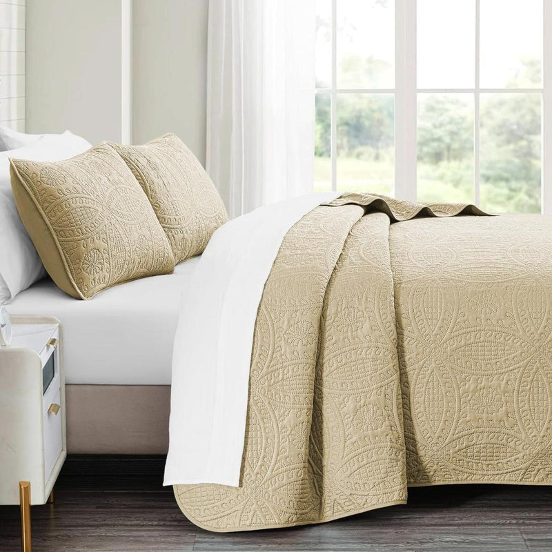 Embossed Medallion Coverlet Set