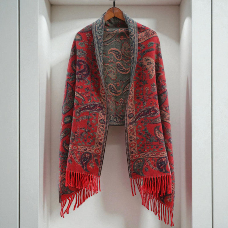 Paisley Elegance Winter Poncho Shawl