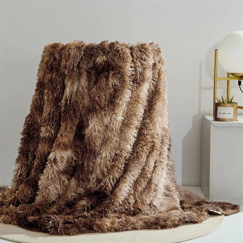 Fuzzy Faux Fur Blanket Throw