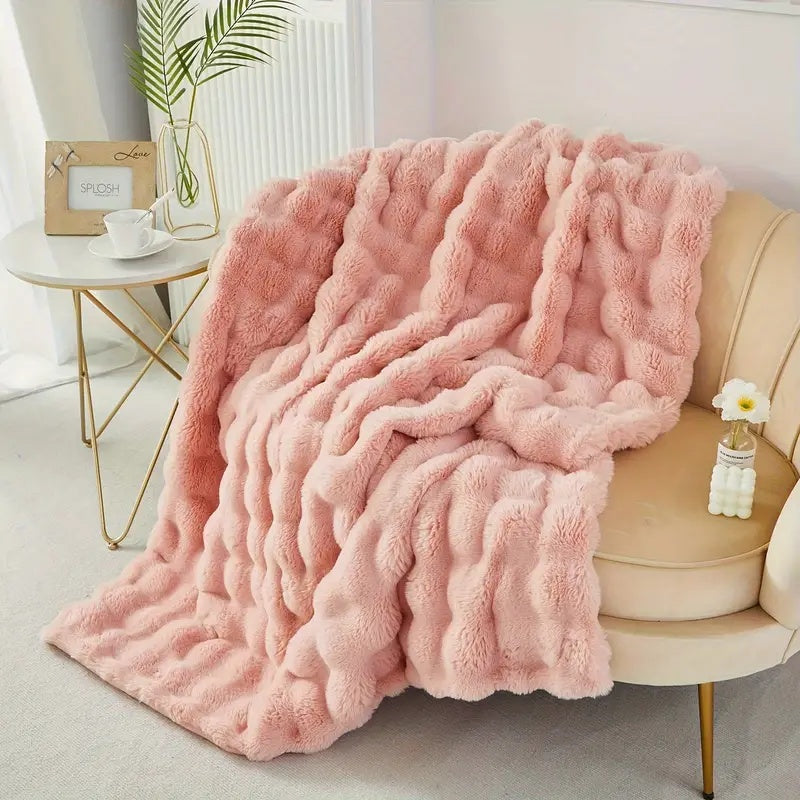 Rabbit Faux-Fur Blanket Throw