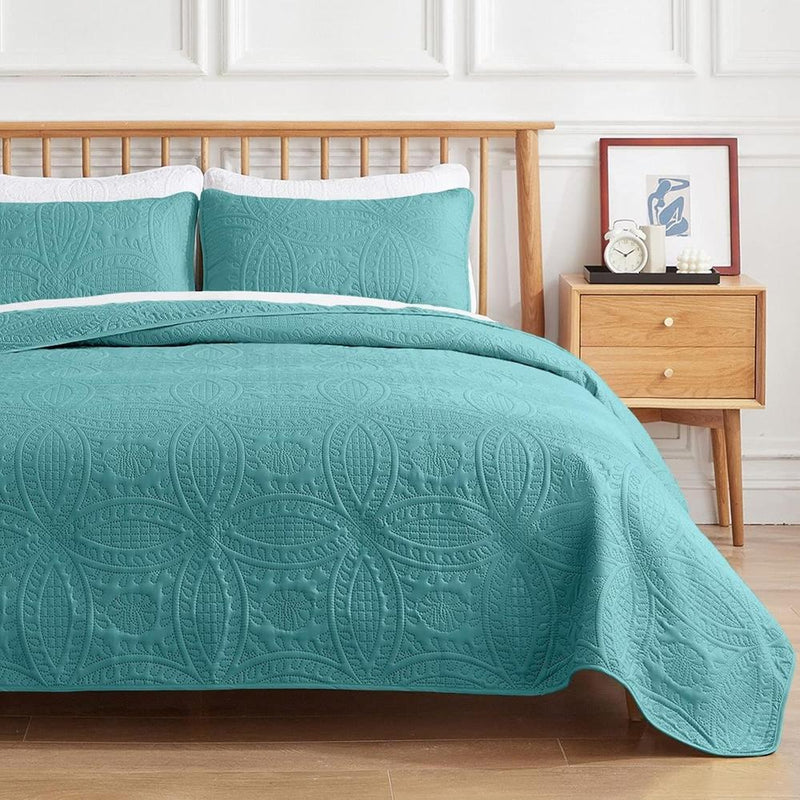 Embossed Medallion Coverlet Set