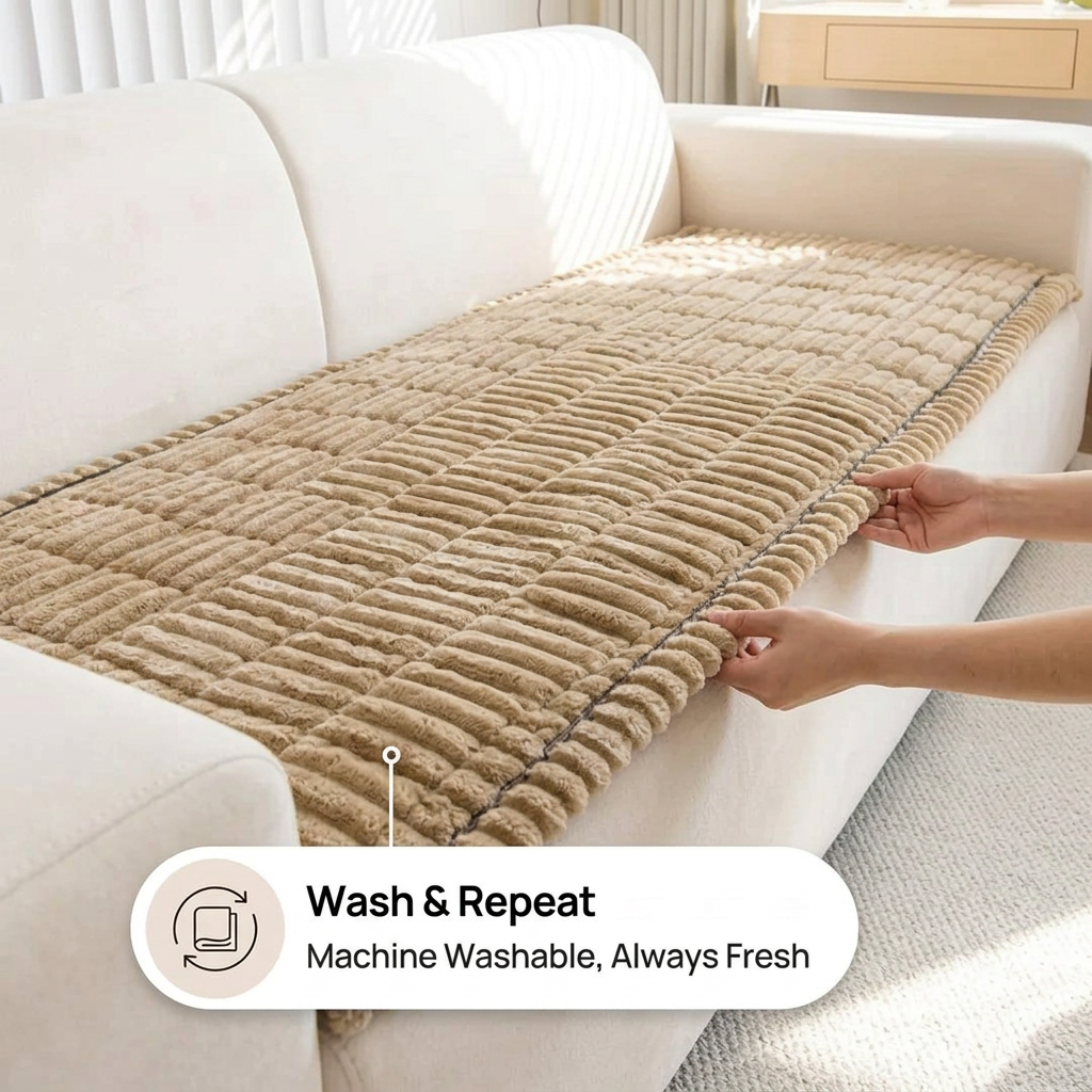 Luxurious Plush Pleated Couch Cover | Buy 1 Get 1 Free