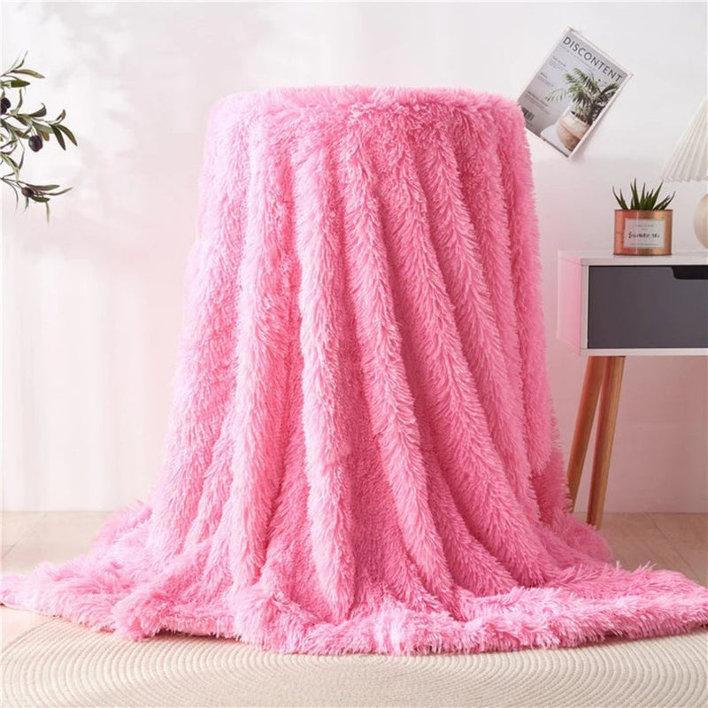 Fuzzy Faux Fur Blanket Throw Casa Beyond