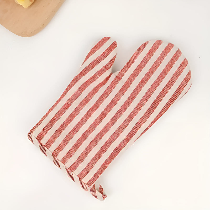 Premium Striped Heat-Resistant Oven Mitt