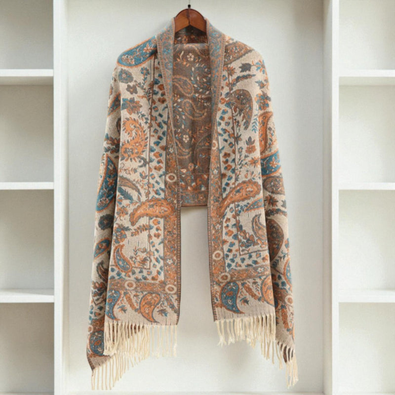 Paisley Elegance Winter Poncho Shawl